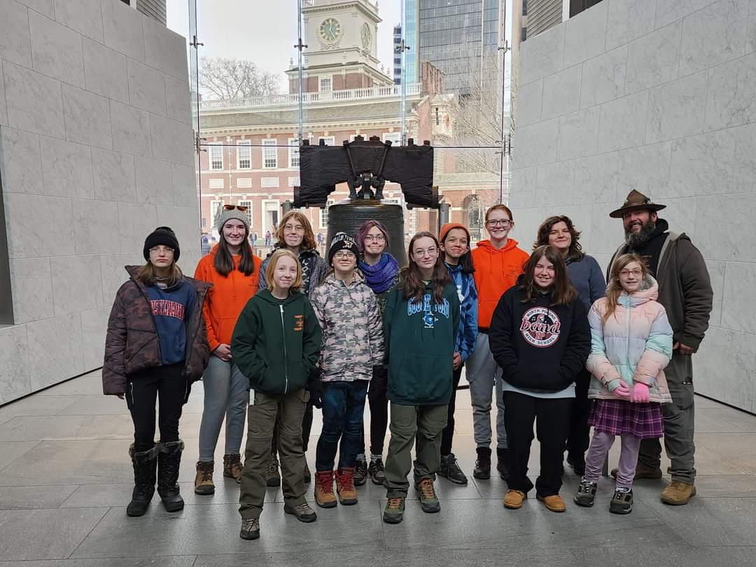 Troop 1016 visits the Liberty Bell on recent camping trip.  